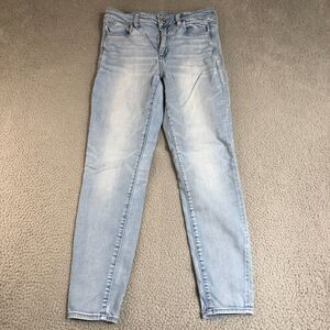 American Eagle Jeans‎ Women 10 Blue Stretch Jeggings Preppy Denim Light Wash